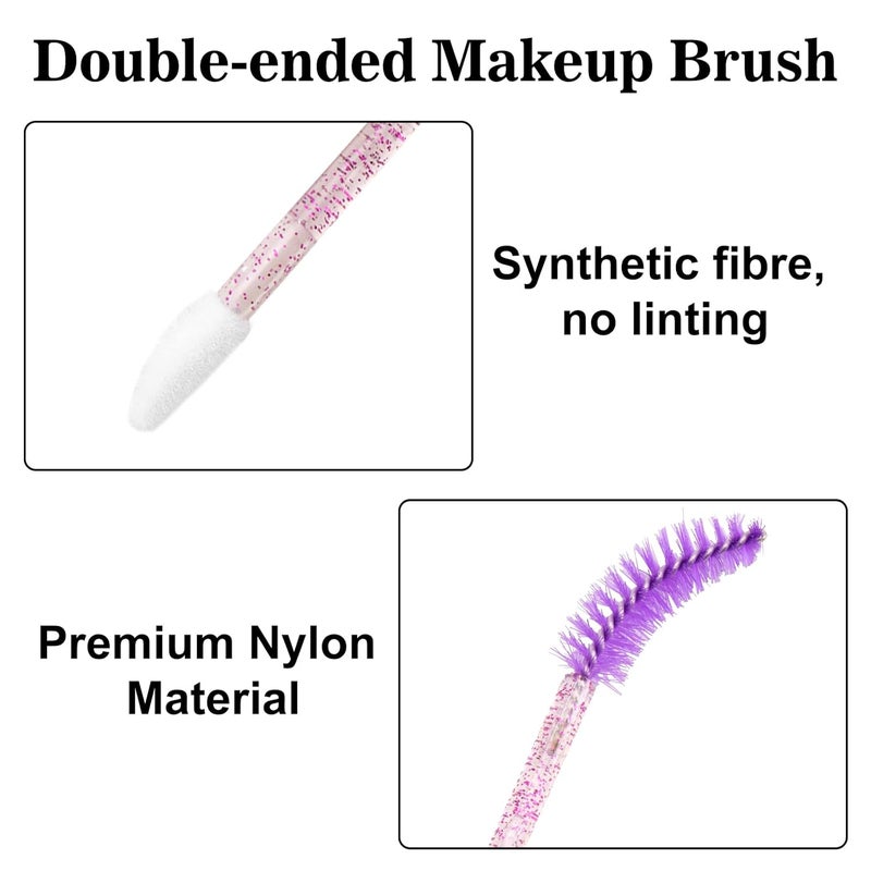 g2plus 100pcs Eyelash Brush Lip Brush, Dual Ended Eyelash Extension Brush, Purple Mascara Wands and Lipstick Applicator, Portable Makeup Brush for Eyebrow, Lip gross and Lash Extension - Image 3